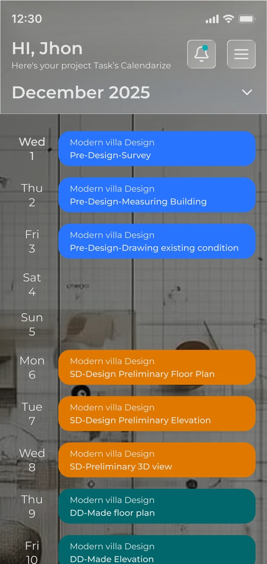 Architecture Collaboration Portal calendar screen