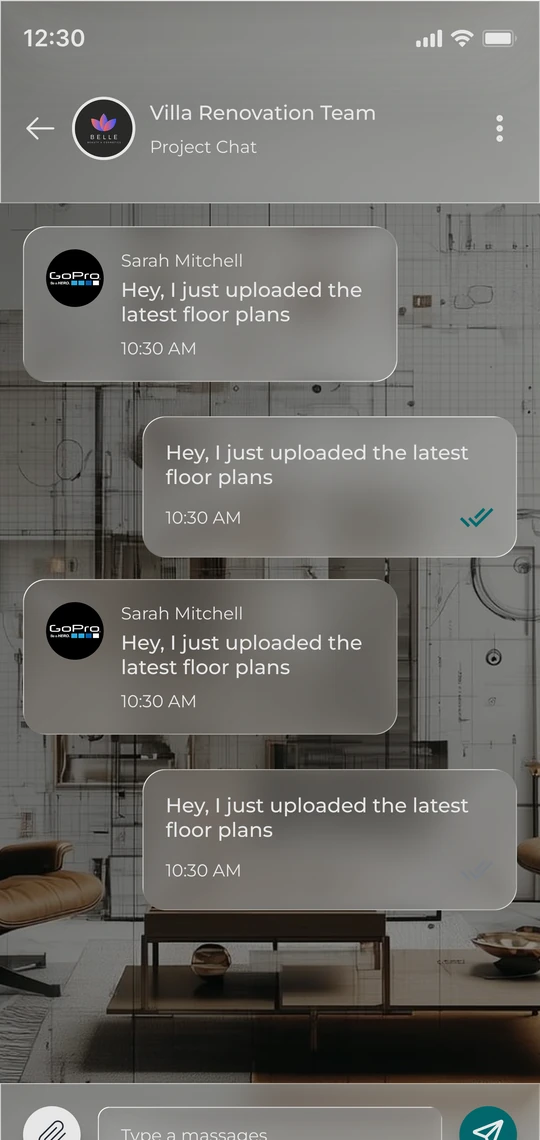 Architecture Collaboration Portal messages 2 screen