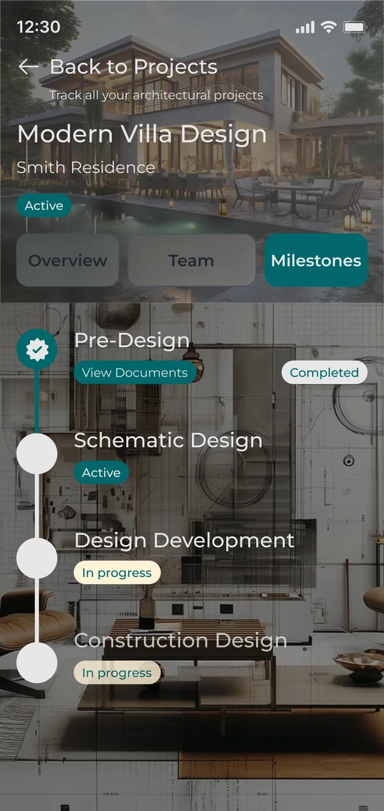Architecture Collaboration Portal milestone screen