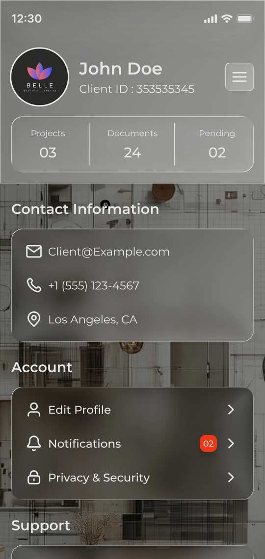 Architecture Collaboration Portal profile screen