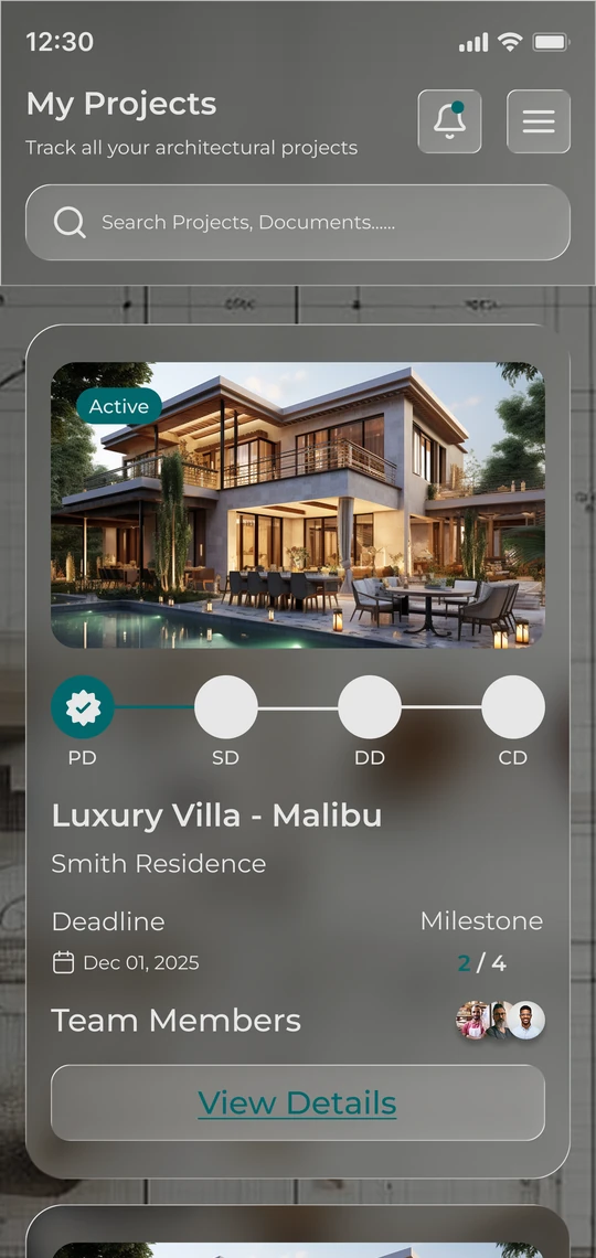 Architecture Collaboration Portal projects screen