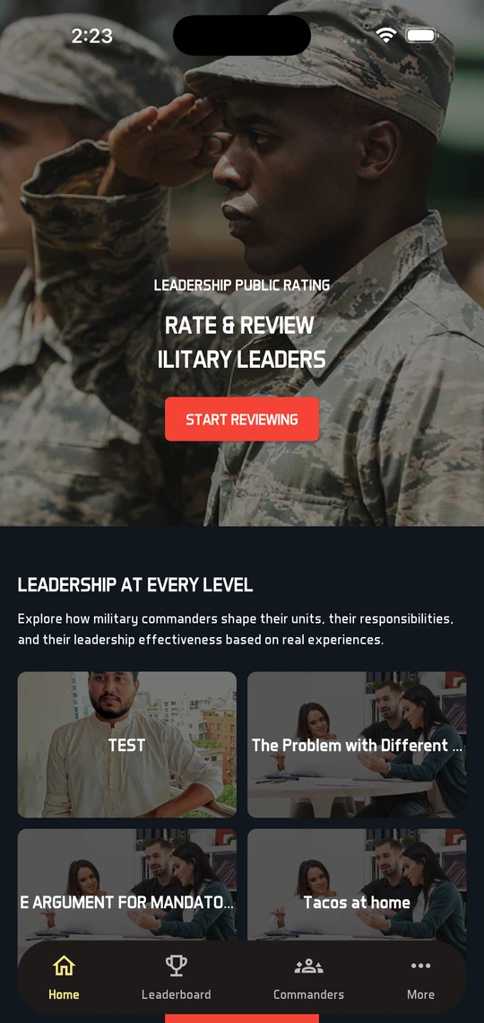 Commander Ratings App screen 1