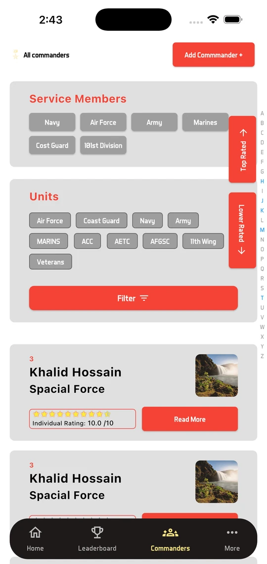 Commander Ratings App screen 3