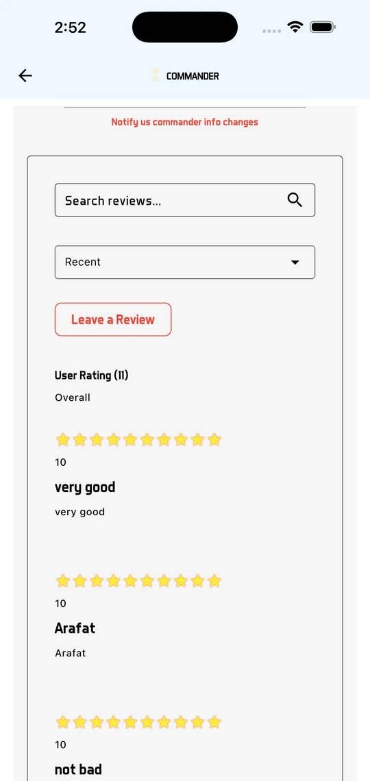 Commander Ratings App screen 6