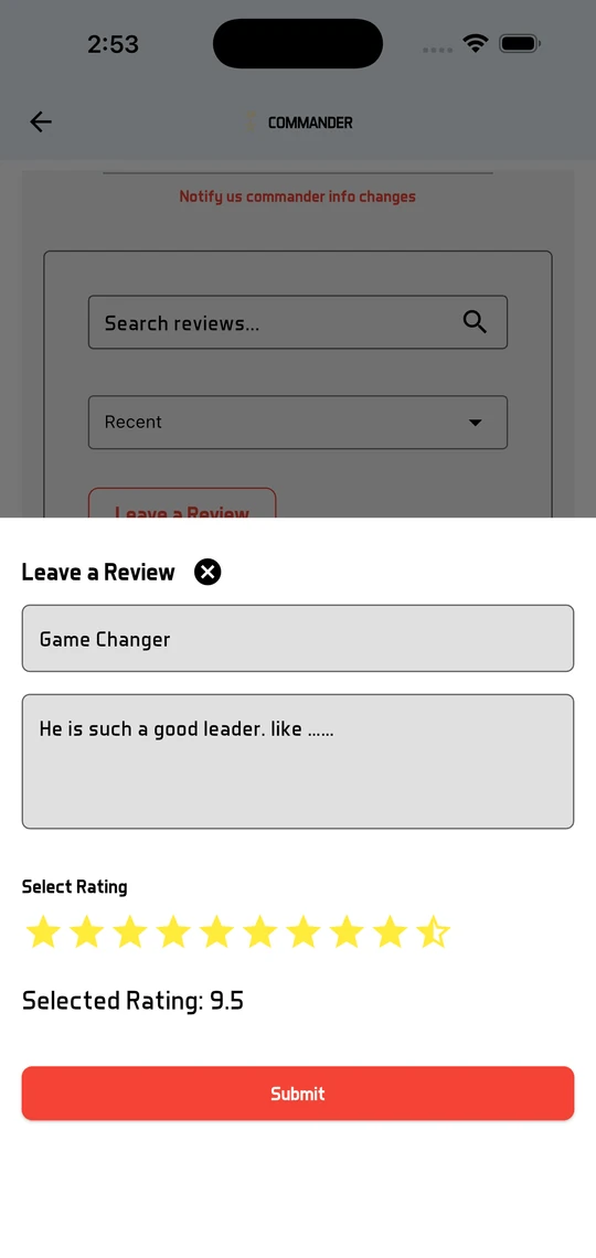 Commander Ratings App screen 7