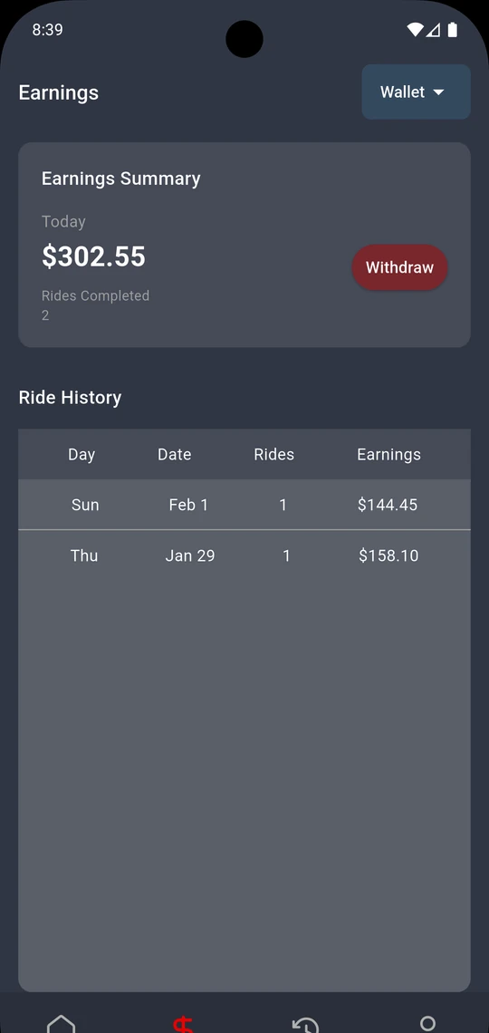 RideToHealth Driver screen 3