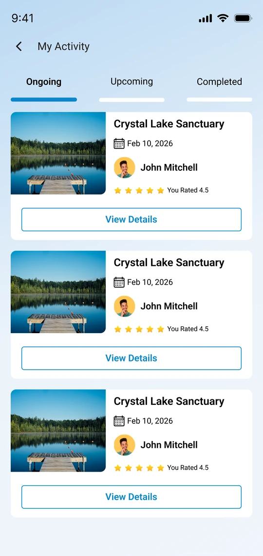 Fishing Spot Booking activity screen