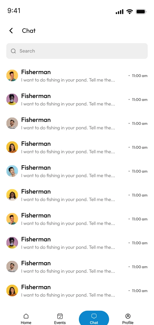 Fishing Spot Booking chat screen