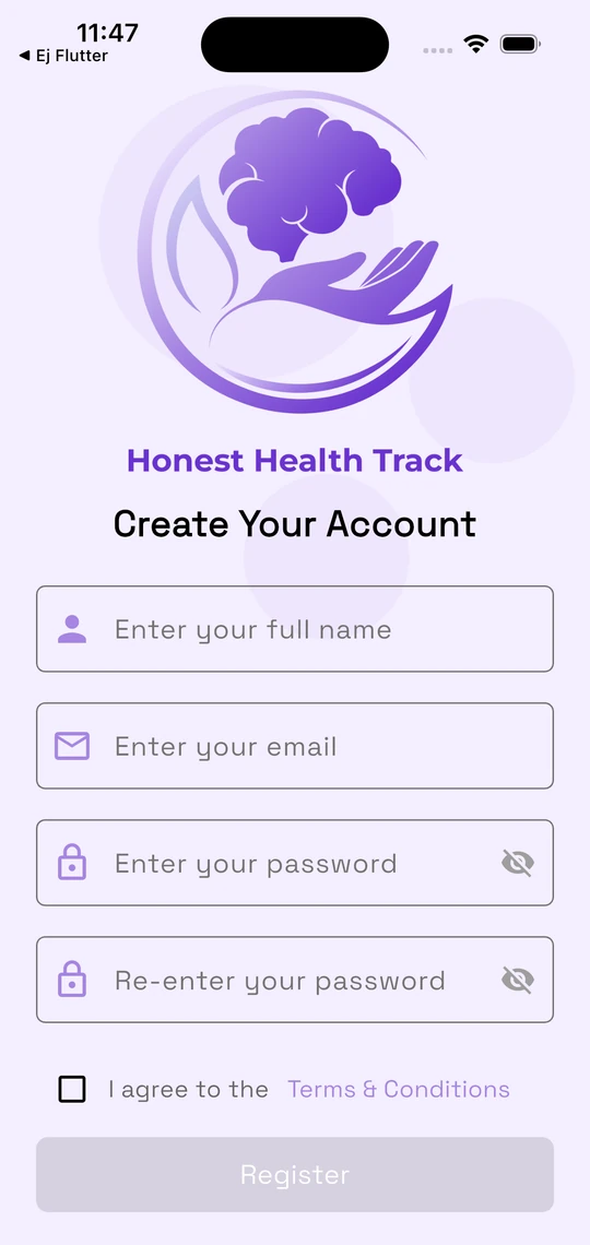 Honest Health Track app screen 12