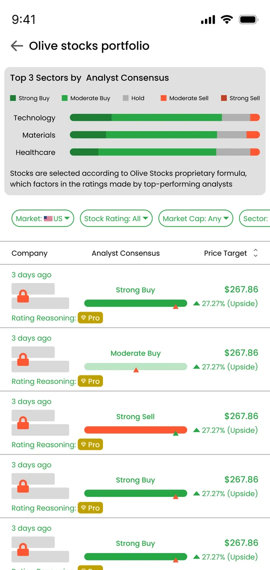 Olive Stocks portfolio 2 screen