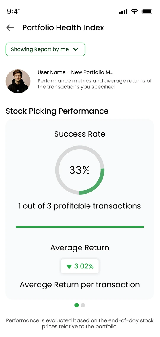 Olive Stocks portfolio health index 2 screen