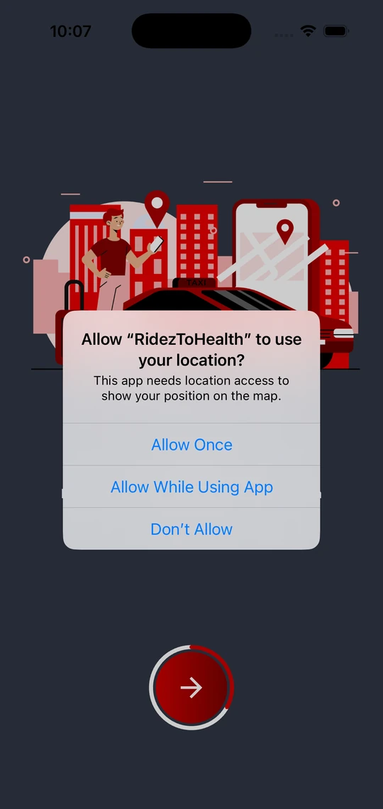 RidezToHealth screen 1