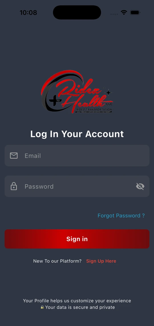 RidezToHealth screen 2